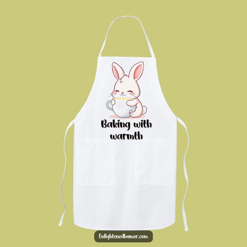 Funny Contented Bunny Apron: Cozy Kitchen Wear with a Gentle Glow
