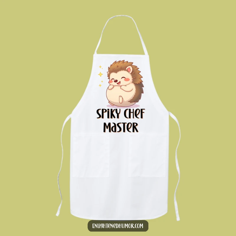 Funny Giggling Hedgehog Apron - Kitchen Sparkle, Chef Character Design, Perfect Funny Gift