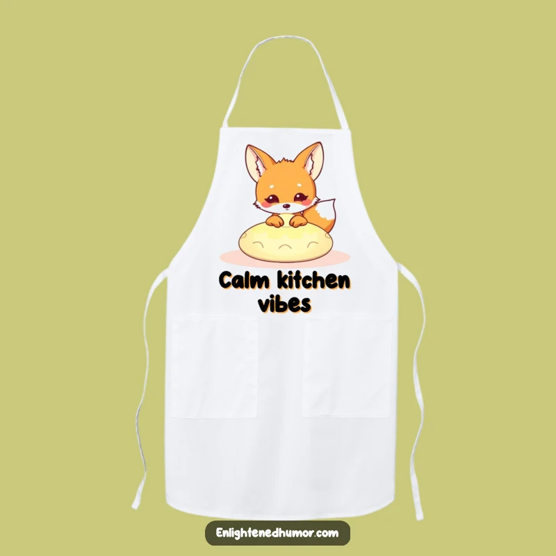Funny Kawaii Fox Meditation Apron: Zen Peeking Fox Kitchen Wear, Hilarious Chef Gift
