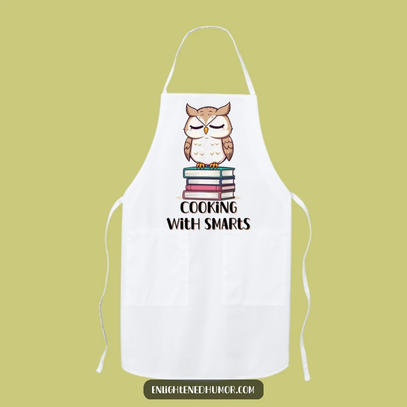 Funny Owl Wisdom Apron: Wise Reading Character, Intellectual Humorous Cooking Gift