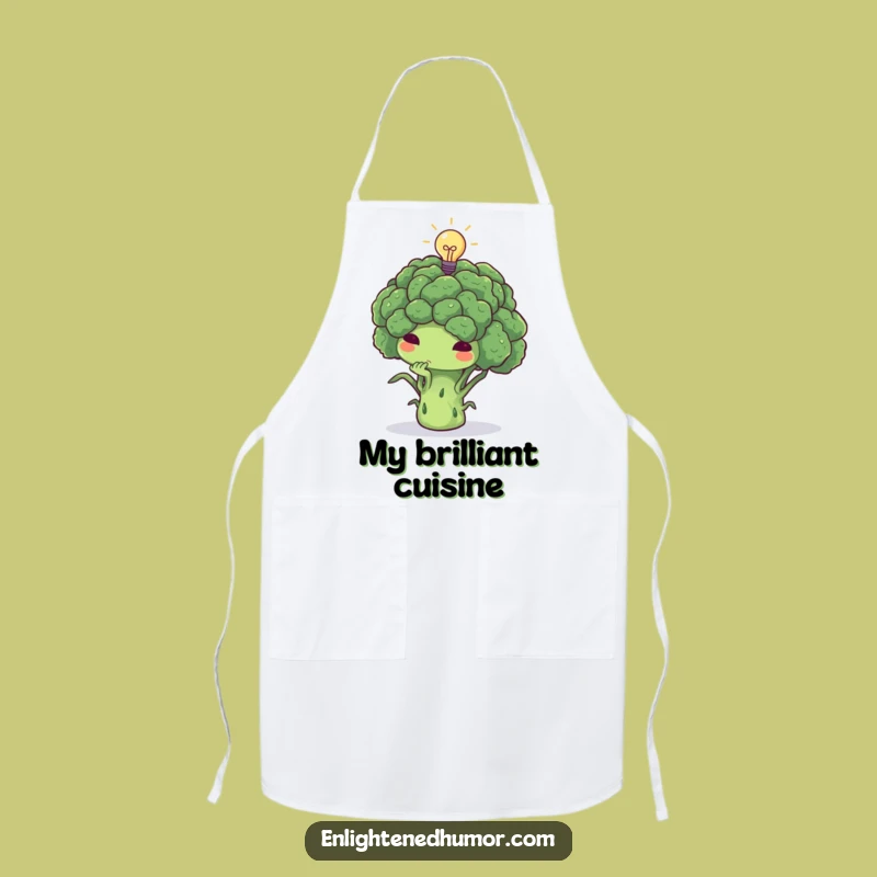 Funny Thoughtful Broccoli Lightbulb Apron - Cook with Bright Ideas Gift