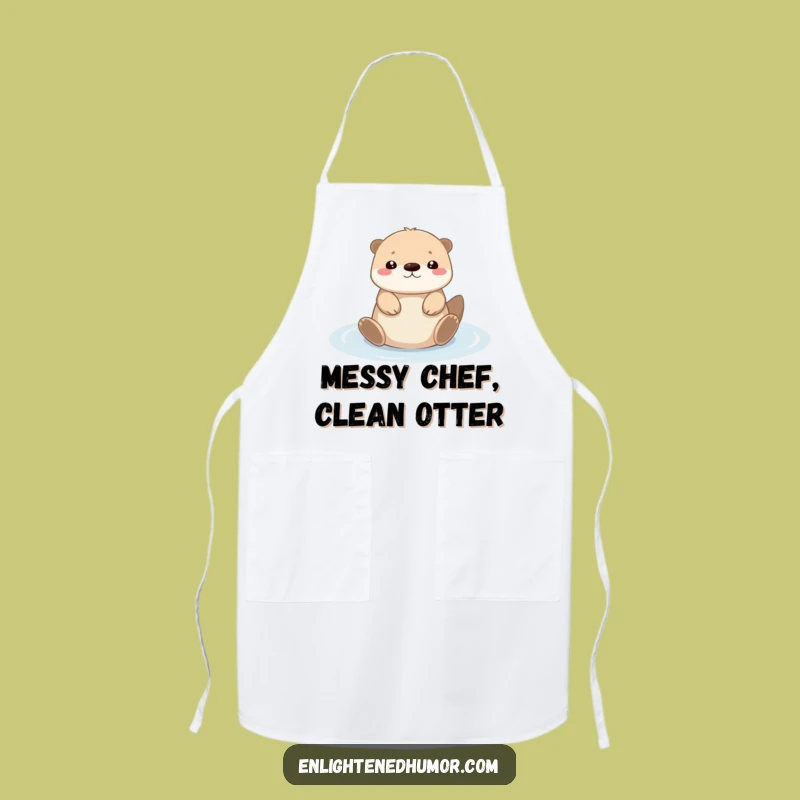 Funny Otter Chef Apron: Tiny Kawaii Serene Kitchen Wear, Whimsical Funny Gift for Cooks