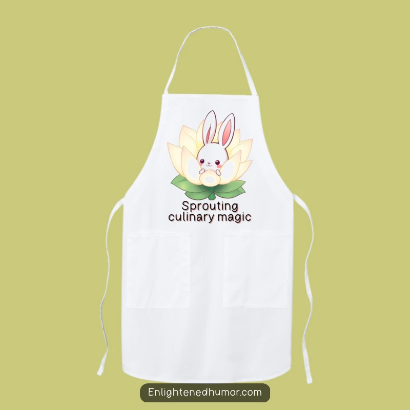 Funny Curious Bunny Lotus Apron - Whimsical Kitchen Wear for Calm Cooking