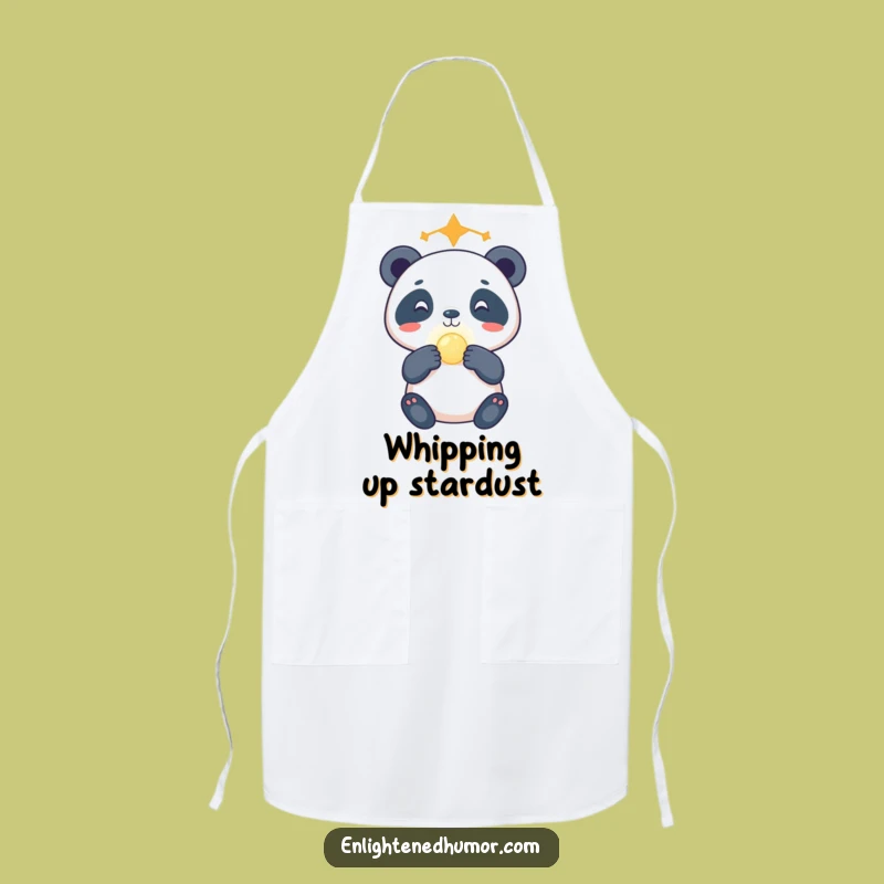 Funny Celestial Panda Apron: Gleeful Orb Balance Cooking Fun - Cosmic Kitchen Gift