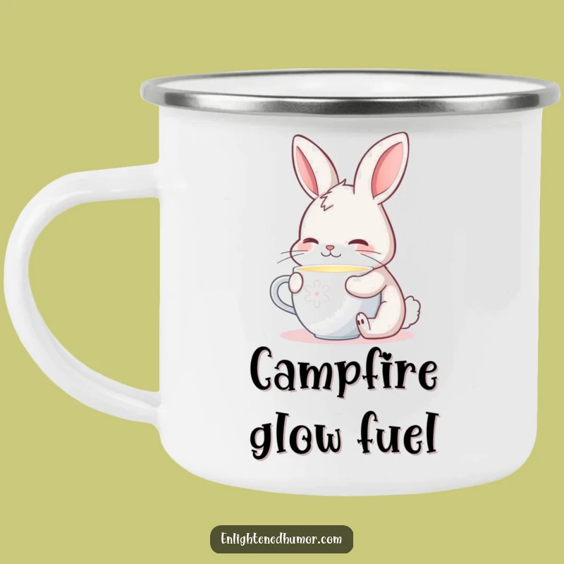 Funny Contented Bunny Camping Mug: Cozy Glow Gear for Outdoor Relaxation