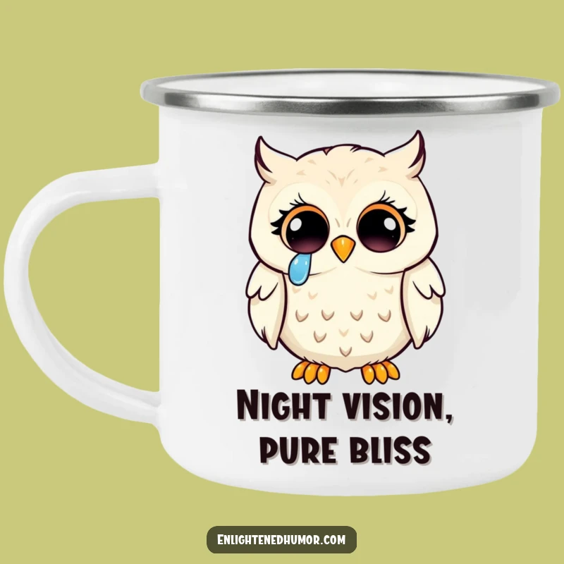 Funny Kawaii Owl Enlightenment Camping Mug: Joyful Tears Owl Camp Gift