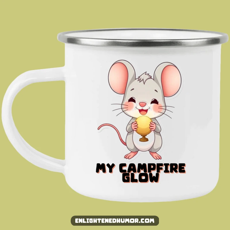 Funny Radiant Orb Mouse Camping Mug - Cheerful Enamel Cup for Outdoor Delight