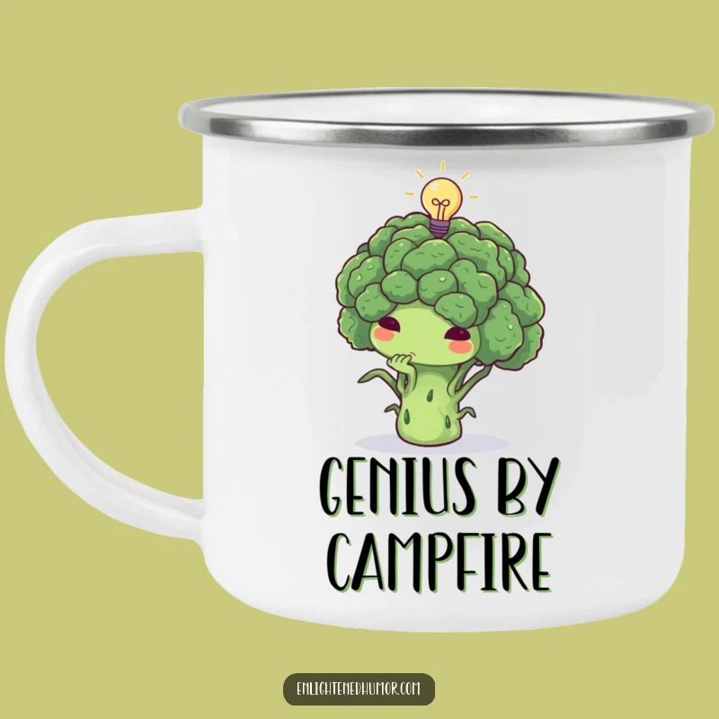 Funny Thoughtful Broccoli Lightbulb Camping Mug - Brilliant Ideas Adventure Gift