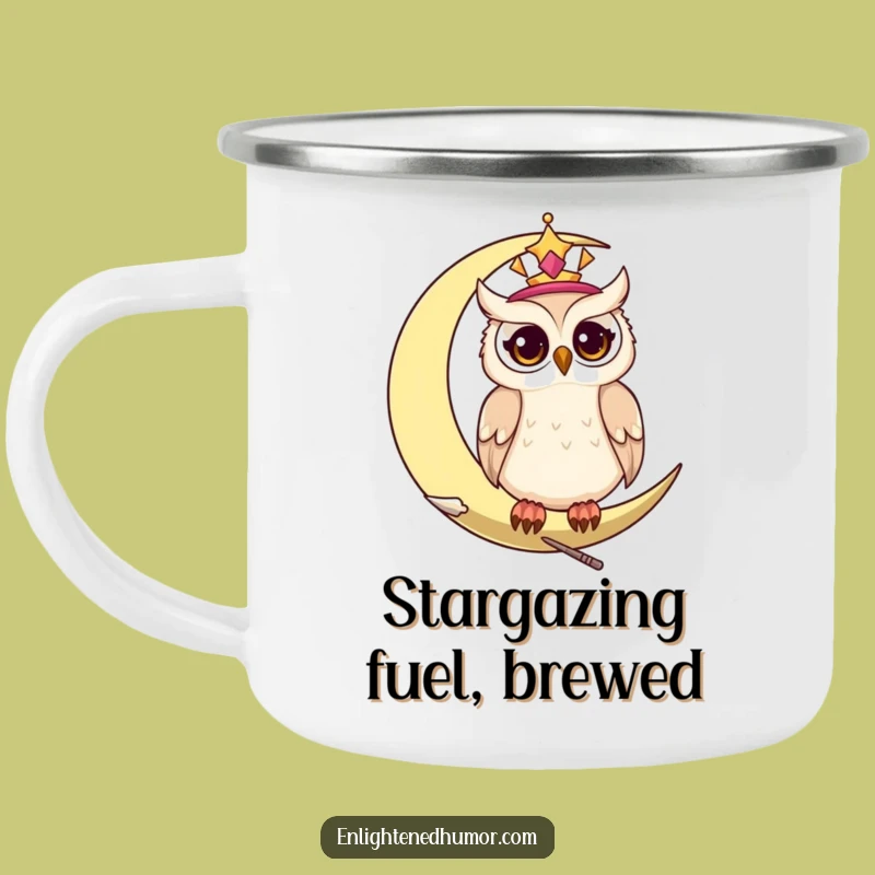 Funny Wise Celestial Owl Camping Mug: Night Watcher for Campfire Tales