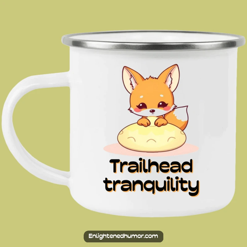 Funny Kawaii Fox Camping Mug: Zen Peeking Fox Cup, Hilarious Outdoor Adventure Gift