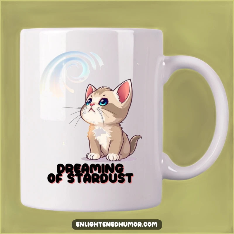 Funny Curious Kitten Mug: Cosmic Wonder Gift for Stargazers