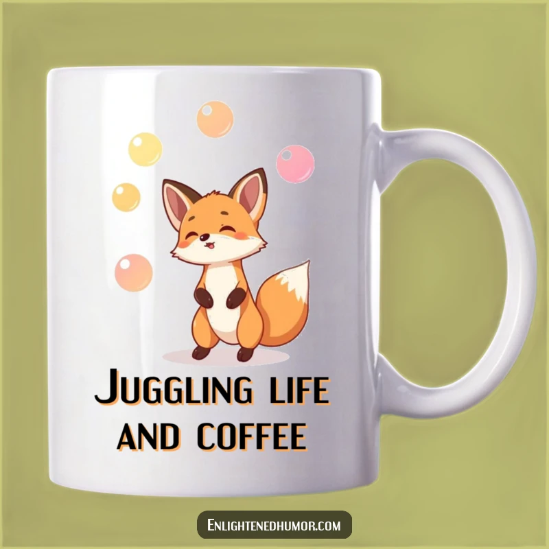Funny Fox Juggler Mug: Master Your Day with This Magical Gift