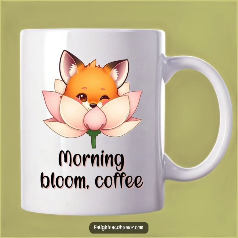 Funny Fox Lotus Mug: Peeking Curiosity, Enchanting Drinkware, Perfect Humorous Gift