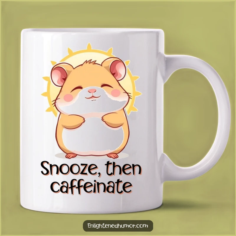 Funny Hamster Mug: Contented Blissful Character in Sunbeam