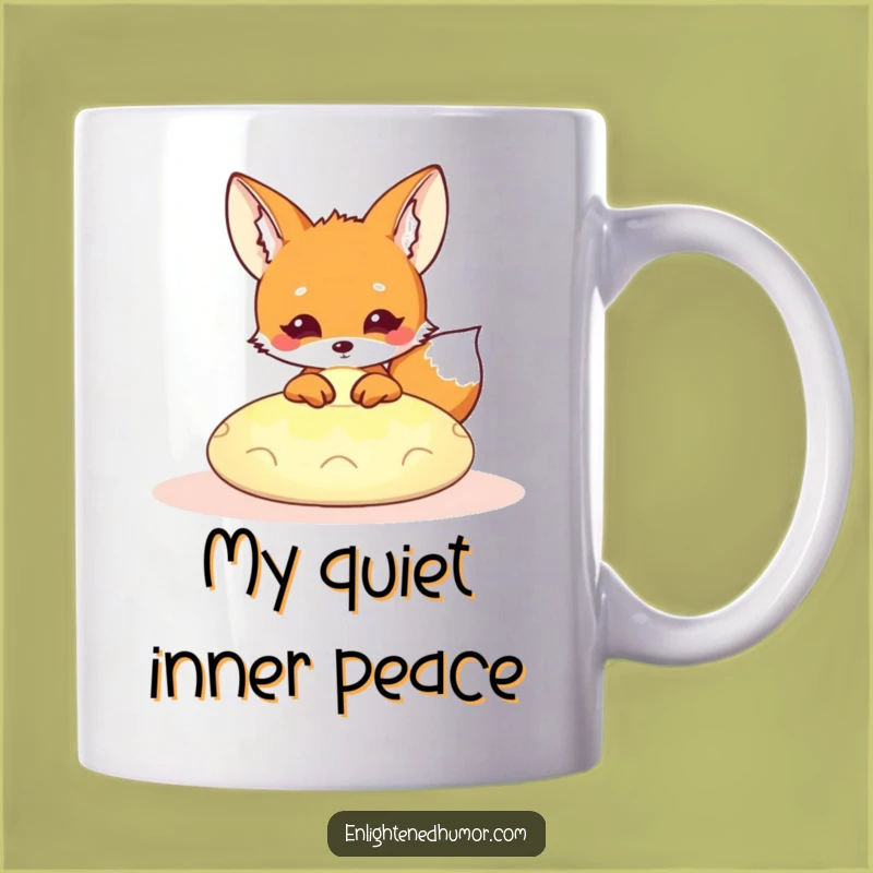 Funny Kawaii Fox Meditation Mug: Peaceful Yogi Fox Peeking, Perfect Zen Gift