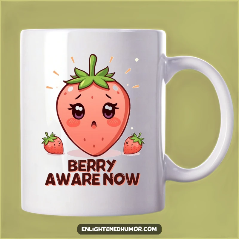 Funny Strawberry Enlightenment Mug: Surprised Moment Design, a Hilarious Gift