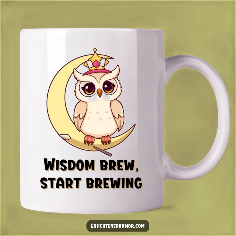 Funny Wise Celestial Owl Mug: Twinkling Moon Watcher, Perfect Gift