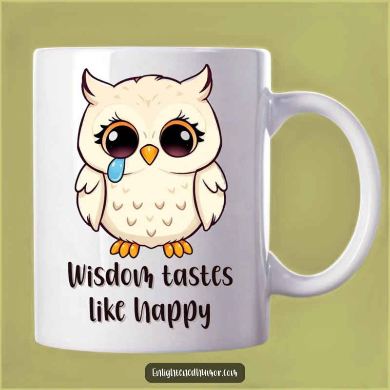 Funny Kawaii Owl Enlightenment Mug: Joyful Tears Owl Gift for Wisdom Seekers