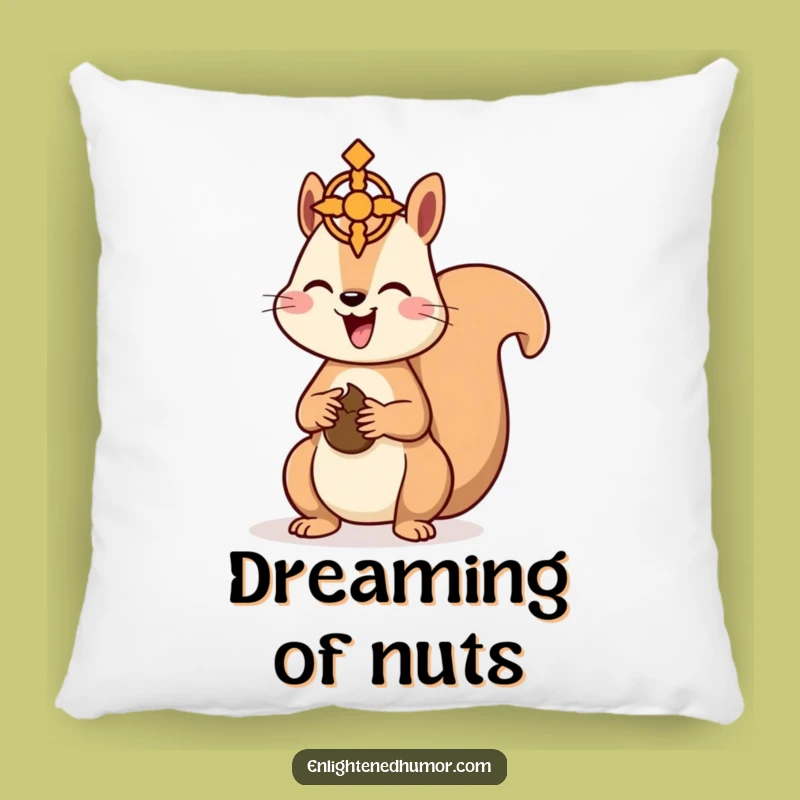 Funny Kawaii Squirrel Meditation Pillow: Cozy Nut Offering, Hilarious Comfort Gift