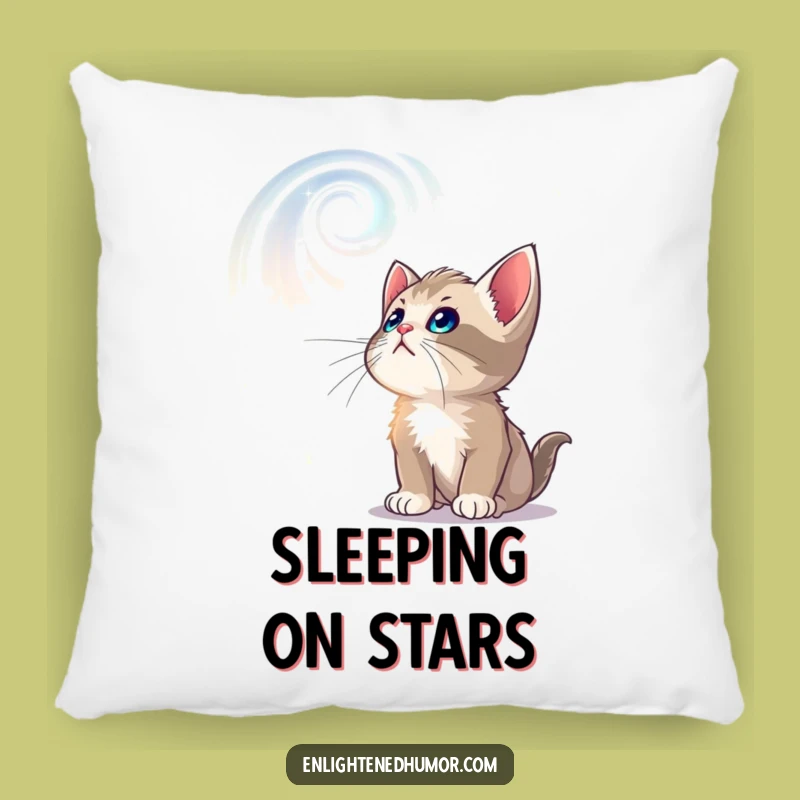 Funny Curious Kitten Pillow: Cozy Comfort for Celestial Dreamers