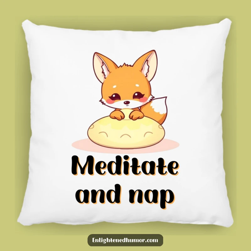 Funny Kawaii Fox Meditation Pillow: Soft Zen Fox Cushion, Hilarious Comfort Gift