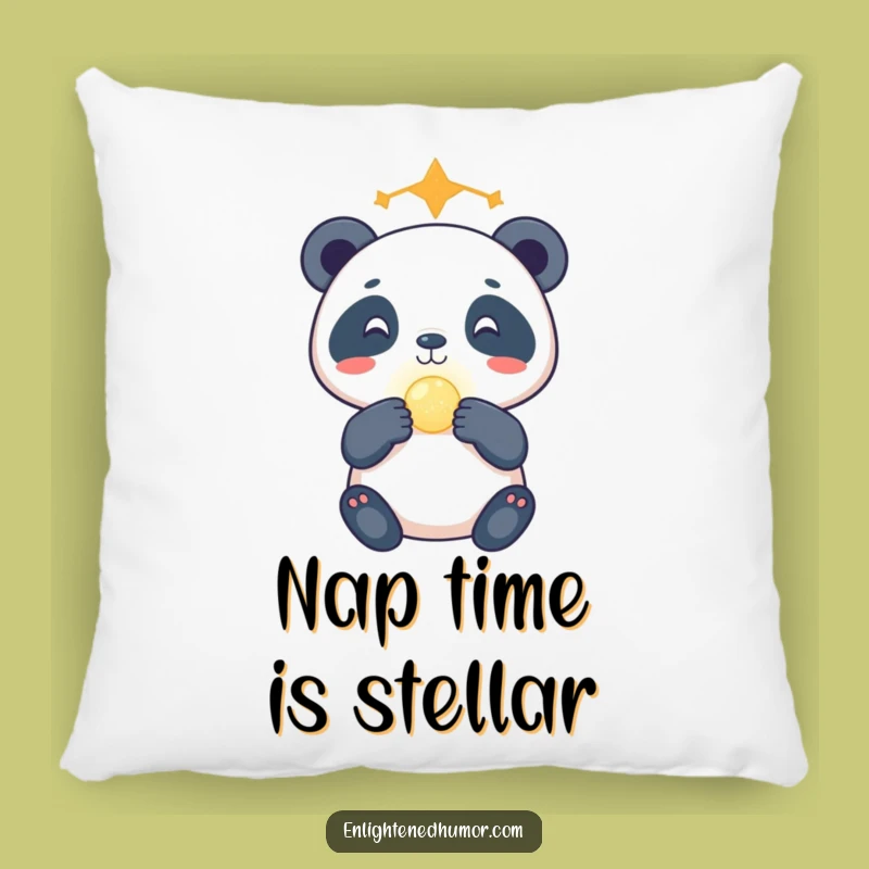 Funny Celestial Panda Pillow: Gleeful Orb Balance Comfort - Soft Cosmic Cushion Gift