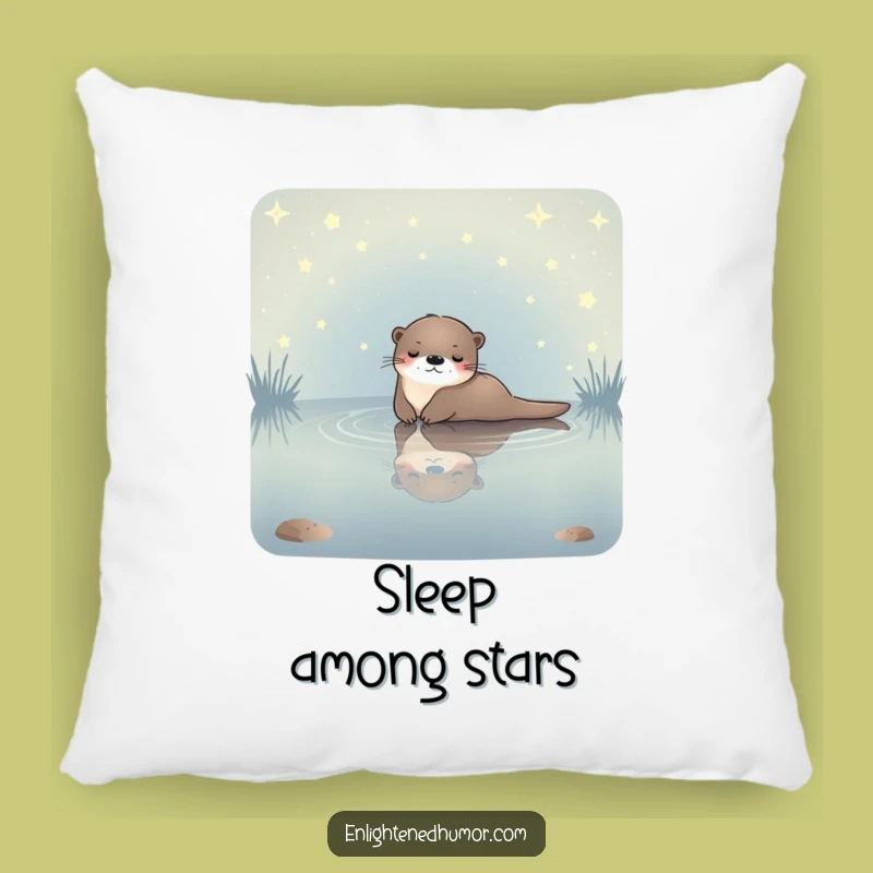 Funny Celestial Otter Pillow: Starlit Pond Relaxation, Soft & Cozy Gift!