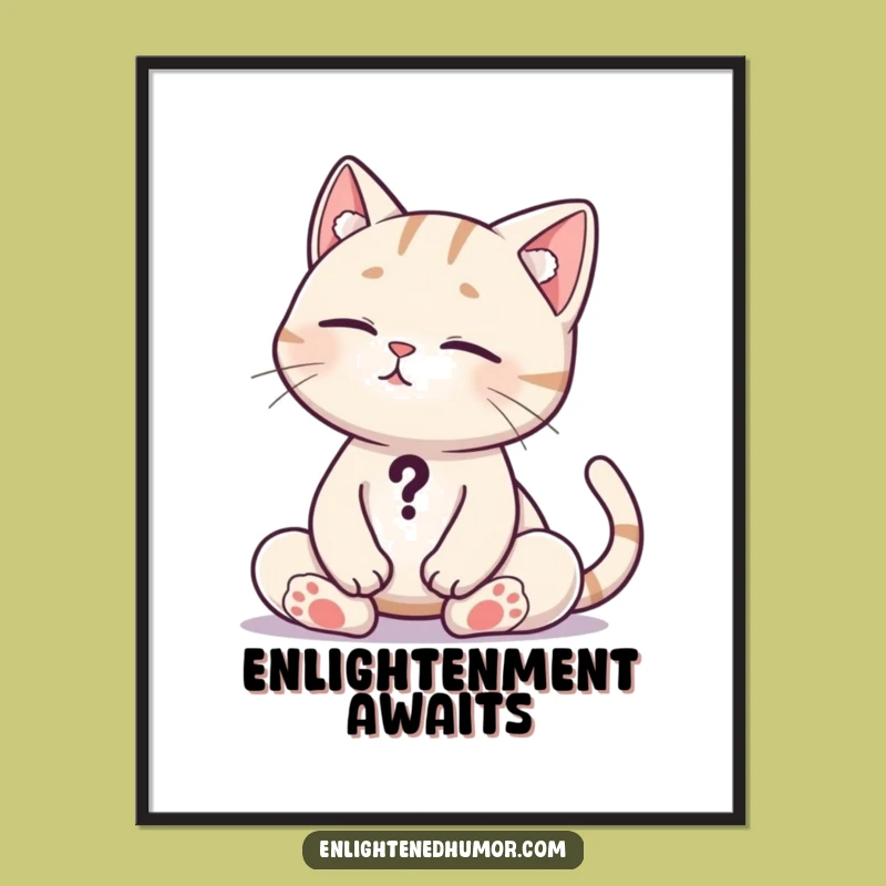 Funny Cat Zen Digital Art: Pondering Paws for Your Walls, a Perfect Gift!