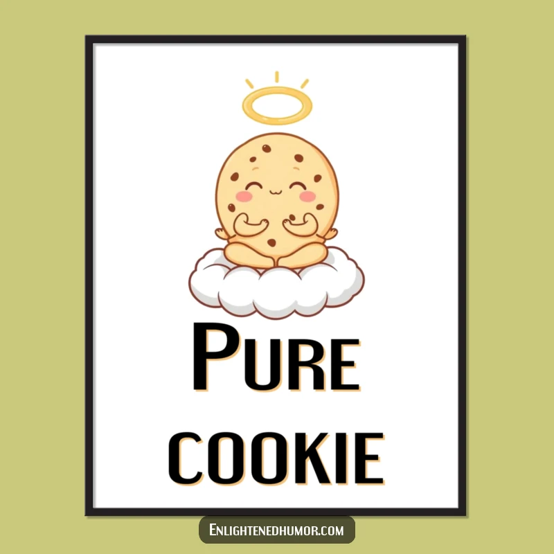 Funny Cookie Meditation Digital Print: Cloud Zen Art, Instant Hilarious Decor Gift