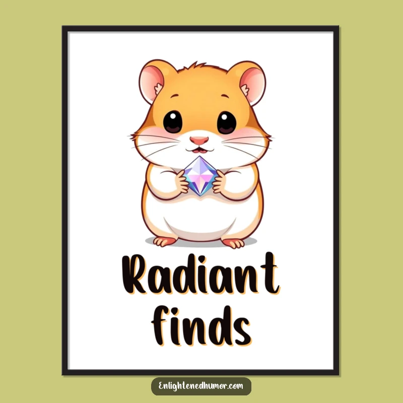 Funny Hamster Gem Digital Art: Cute Curious Character, Instant Humorous Wall Art