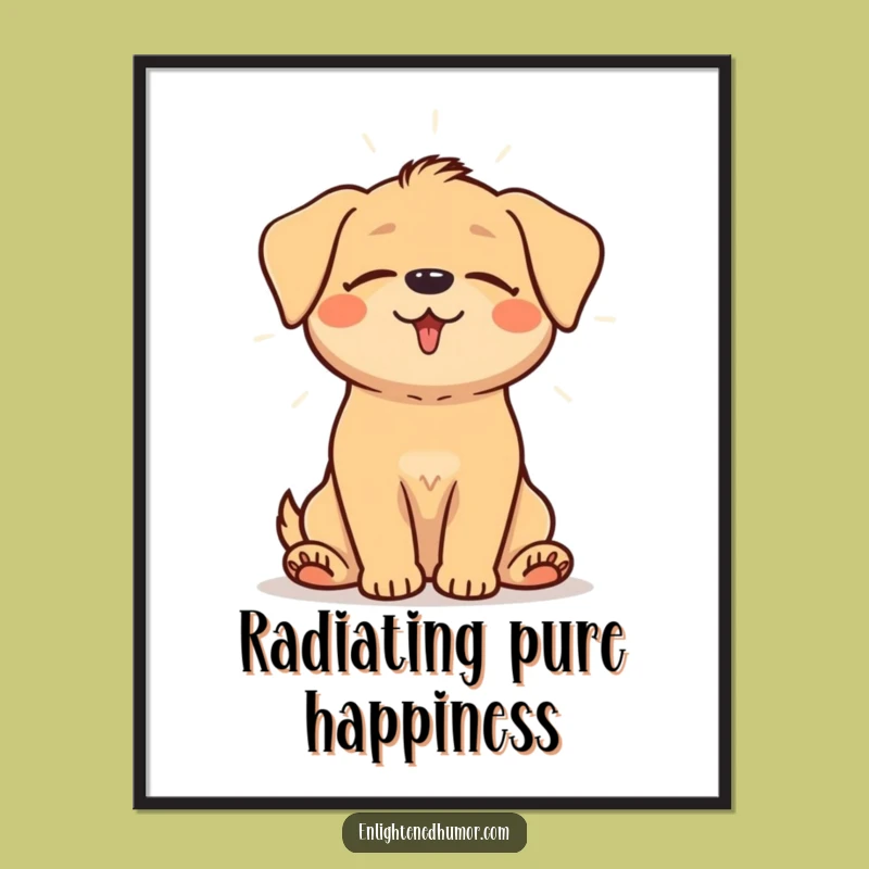 Funny Happy Dog Digital Art: Peaceful Aura Print for Instant Calm