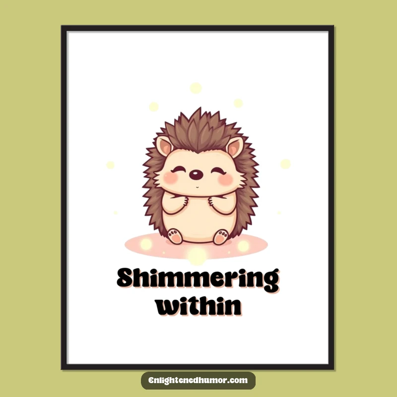 Funny Hedgehog Digital Art: Kawaii Orb Decor, Peaceful Print Gift