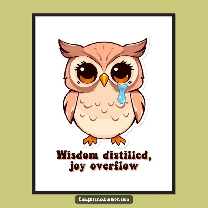 Funny Owl Digital Art: Kawaii Enlightened Download, Instant Funny Gift for Decor