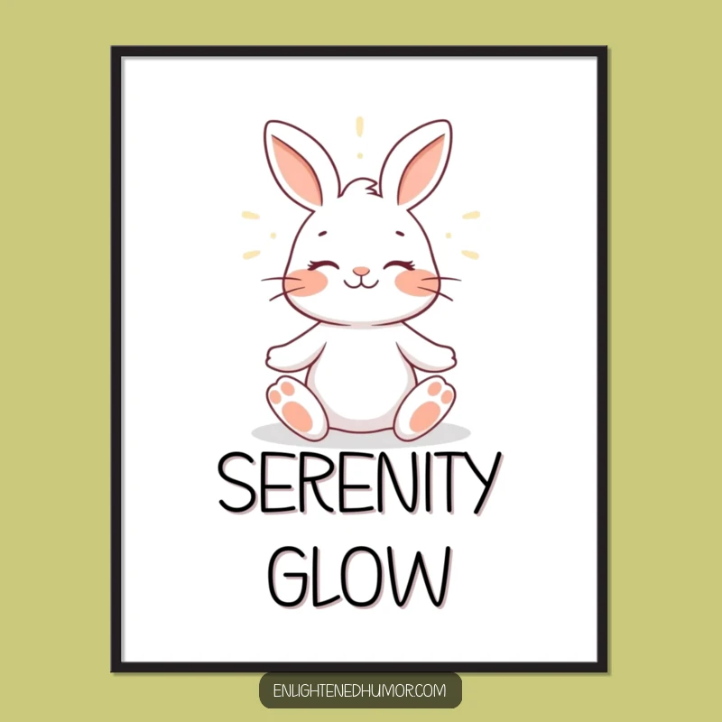 Funny Rabbit Zen Digital Art: Meditative Bunny Bliss, Printable Wall Art, Unique Funny Gift
