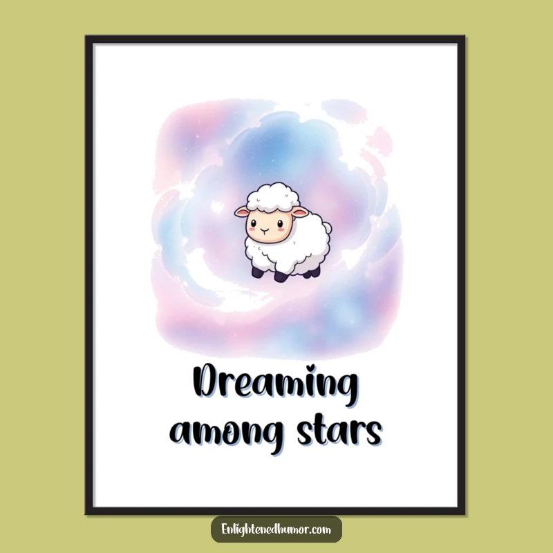 Funny Sheep Nebula Digital Art: Whimsical Cosmic Print for Instant Wall Decor