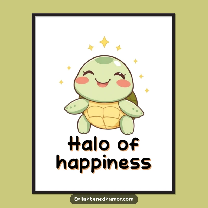 Funny Turtle Digital Art: Inner Peace Glow, Sparkly Halo, Instant Zen Gift