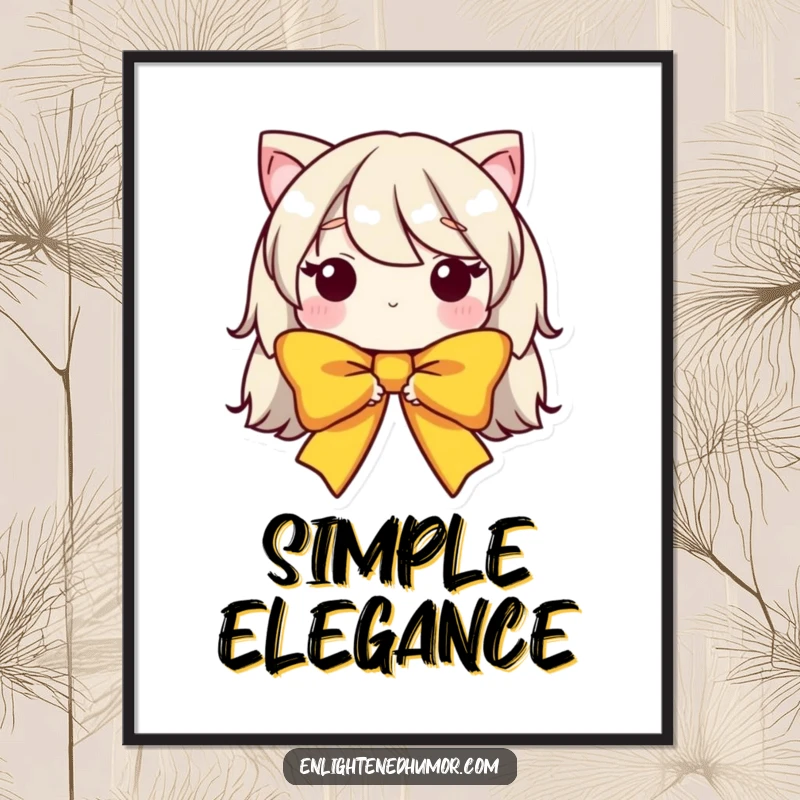 Funny digital art print of a humble bow character in a gracefully bowed form, symbolizing politeness and refined charm. Perfect wall art.