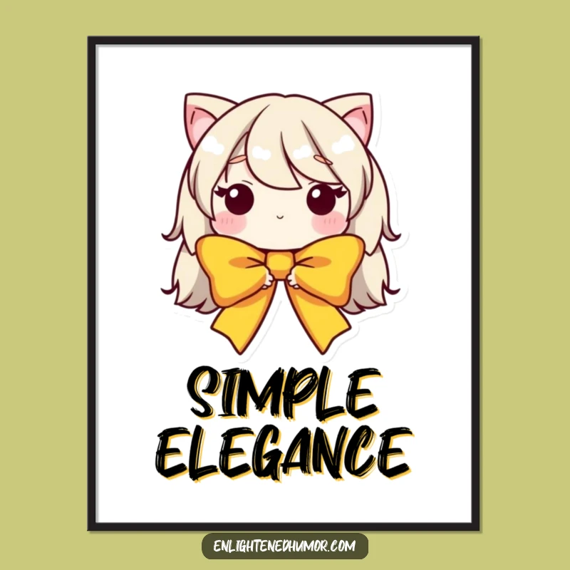 Funny Digital Art Print: Humble Bow Character, Graceful Form, Unique Funny Gift