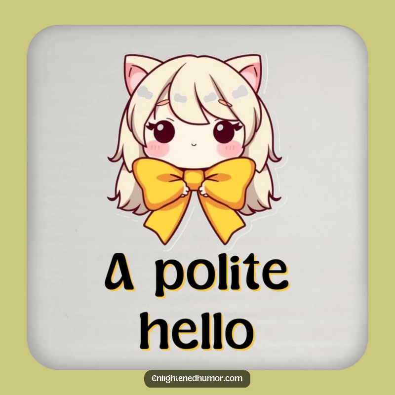 Funny Coaster Set: Humble Bow Character, Protect Surfaces, Elegant Funny Gift