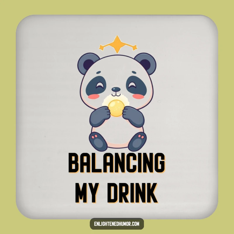 Funny Celestial Panda Coaster Set: Gleeful Orb Balance Protection - Cosmic Table Gift