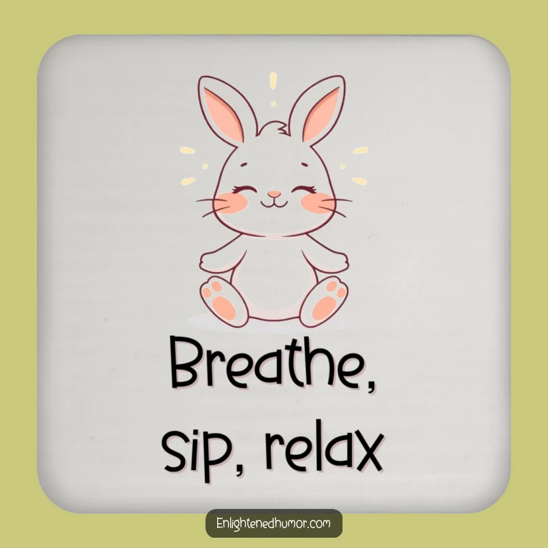 Funny Rabbit Zen Coaster: Peaceful Protection, Humorous Table Decor, Perfect Gift