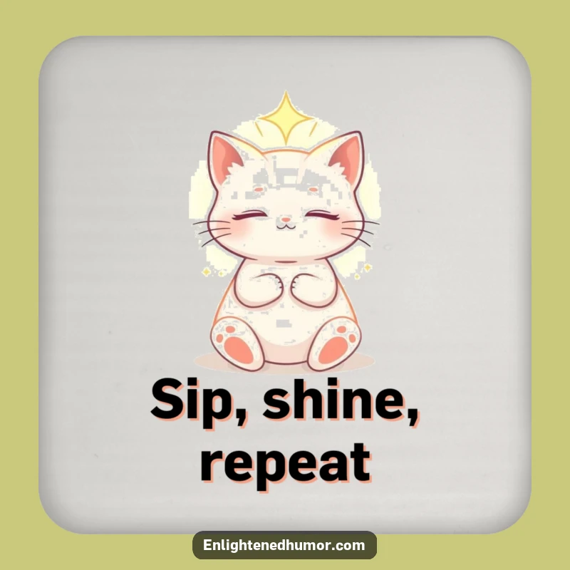Funny Celestial Cat Coaster Set: Ethereal Light Protection - Cosmic Table Gift