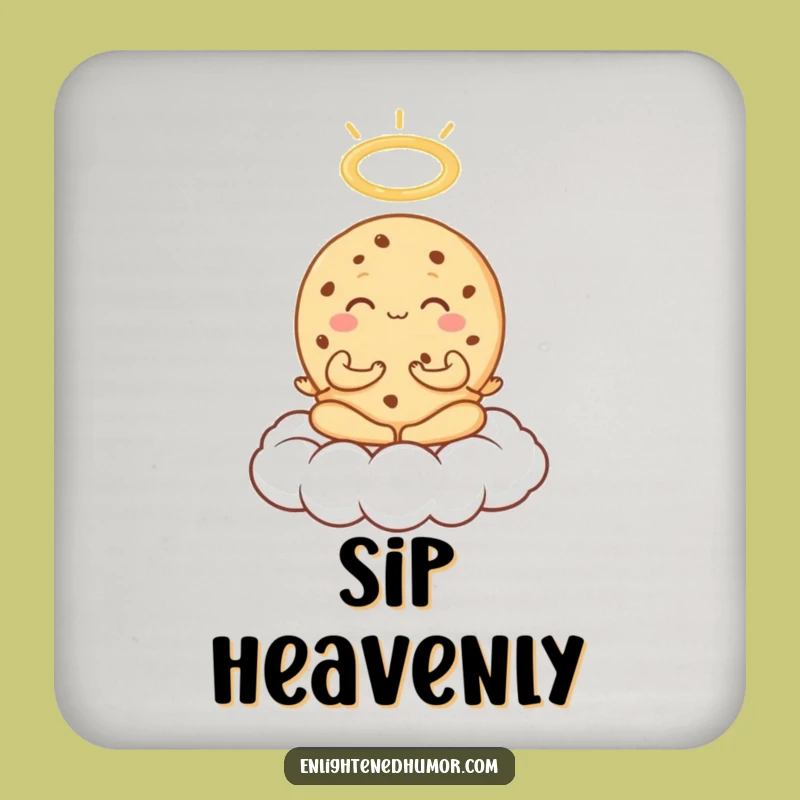 Funny Cookie Meditation Coaster: Cloud Zen Drink Accessory, Hilarious Table Gift