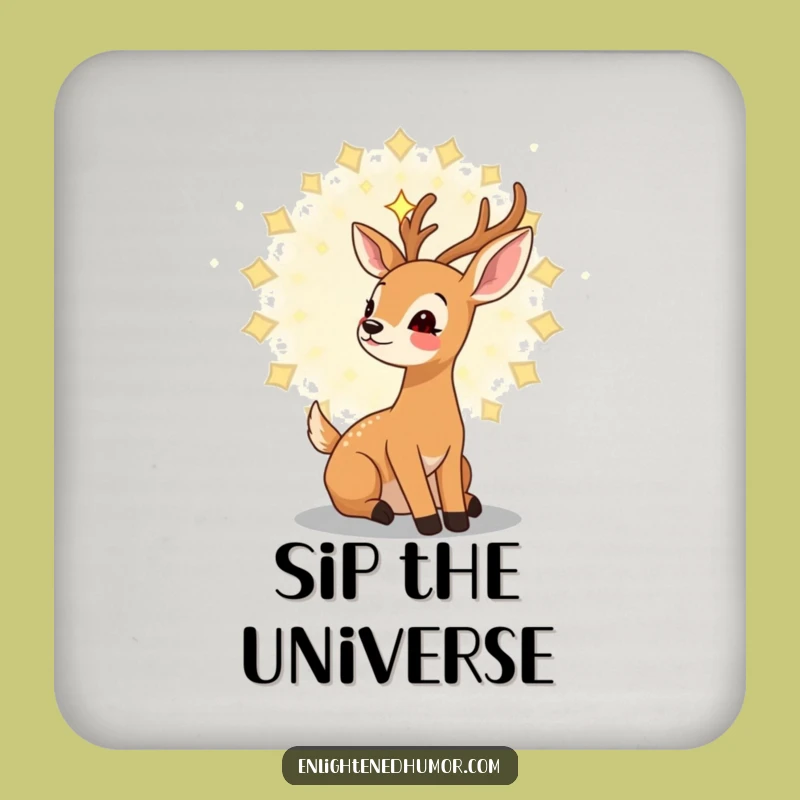 Funny Gentle Deer Coaster: Kawaii Stargazer Decor, Cute Gift