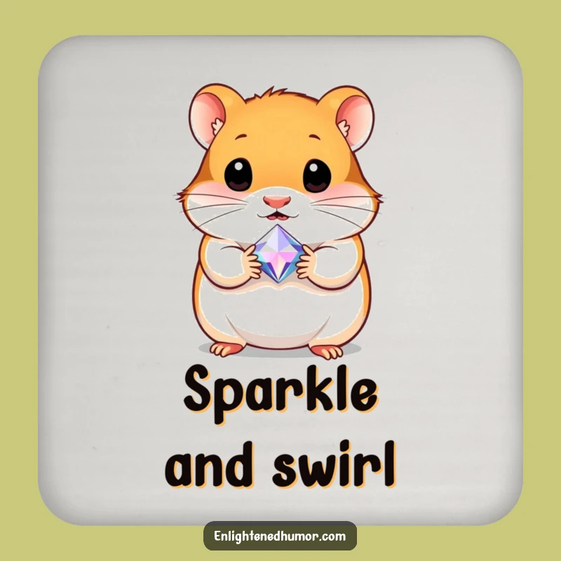 Funny Hamster Gem Coaster: Curious Cute Character, Humorous Gift for Sparkling Tables