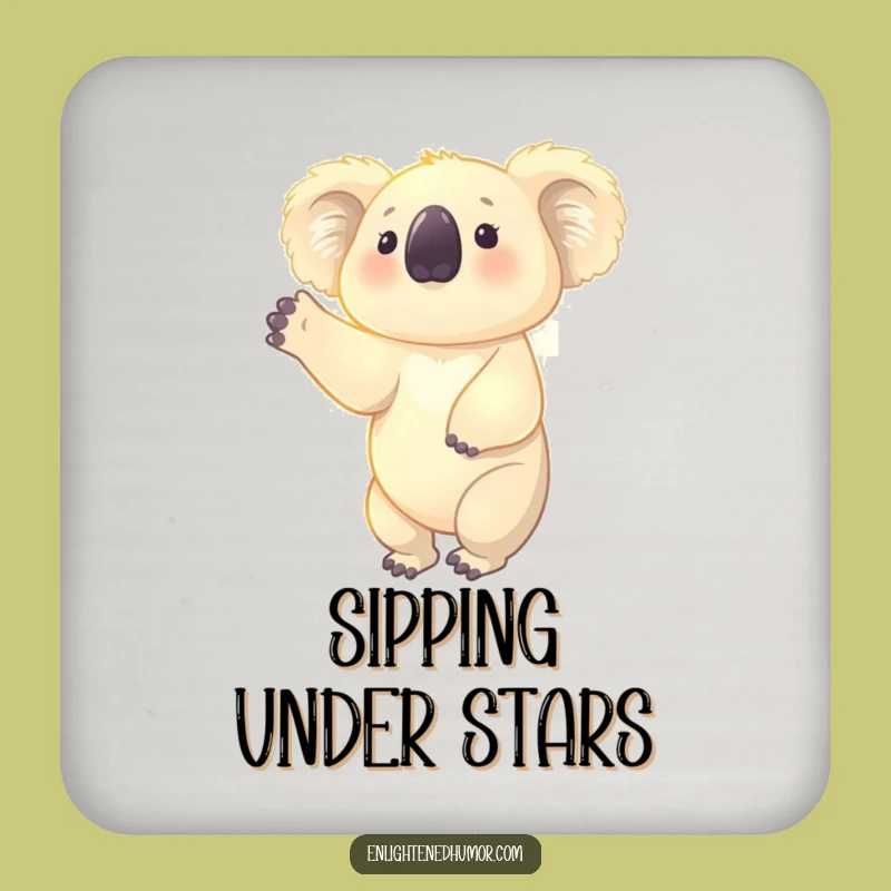 Funny Koala Aura Coaster: Glowing Uplifting Character, Humorous Gift for Serene Table