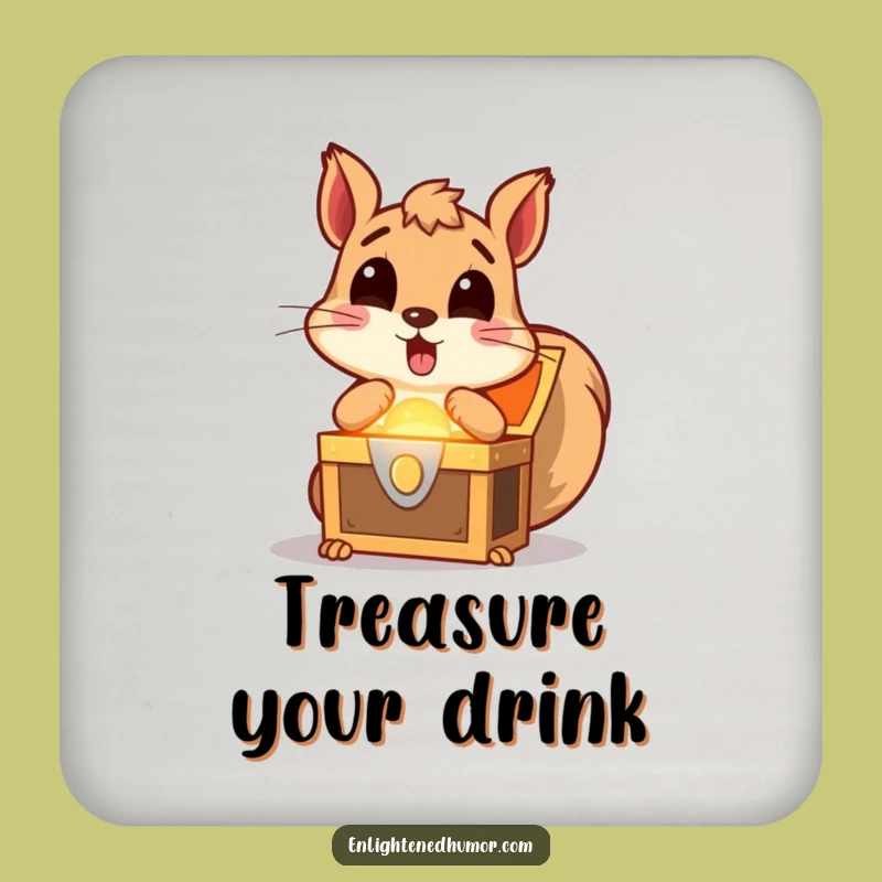 Funny Squirrel Treasure Coaster: Surprise Protection, Humorous Table Decor, Perfect Gift