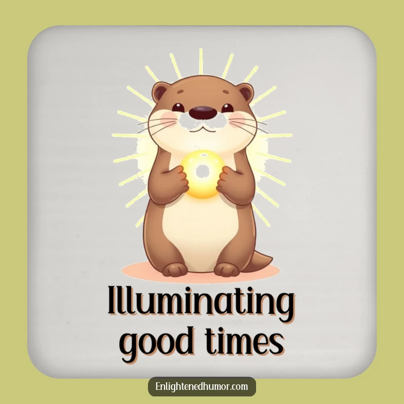 Funny Otter Coasters: Radiant Protection, Golden Light Surface, Home Gift Set