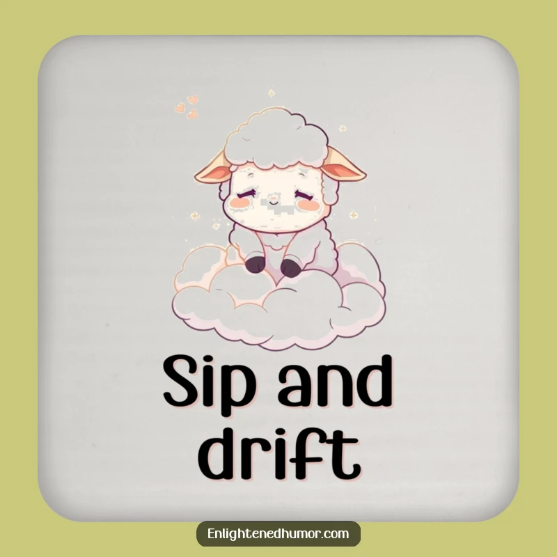 Funny Calm Sheep Coaster: Dreamy Cloud Protection, Humorous Table Decor, Perfect Funny Gift