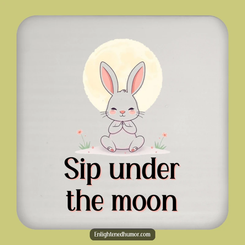Funny Rabbit Moon Coaster Set: Protect Surfaces with Peaceful Humor